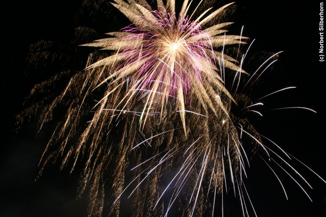 Feuerwerk am Stadtgeburtstag, Karlsruhe, am 22.06.2008 um 00:10:20, © Norbert Silberhorn